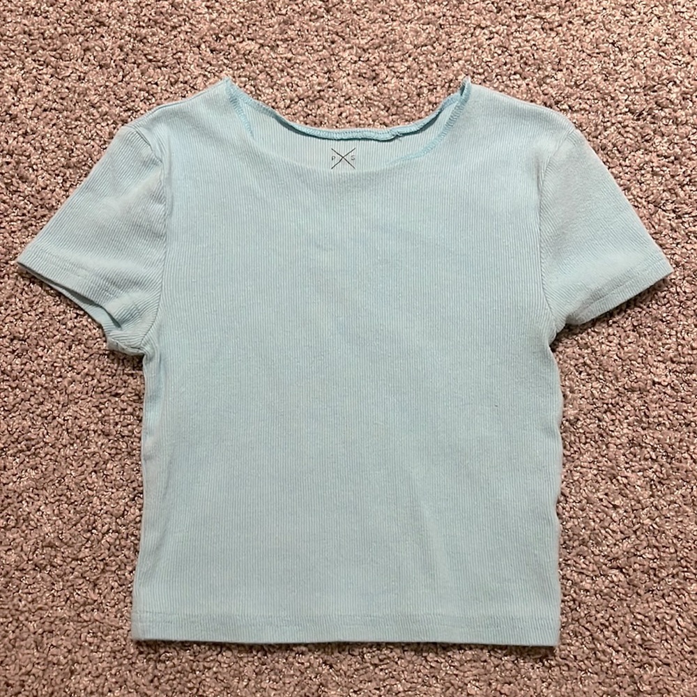 light blue ribbed top, pacsun, size xs
